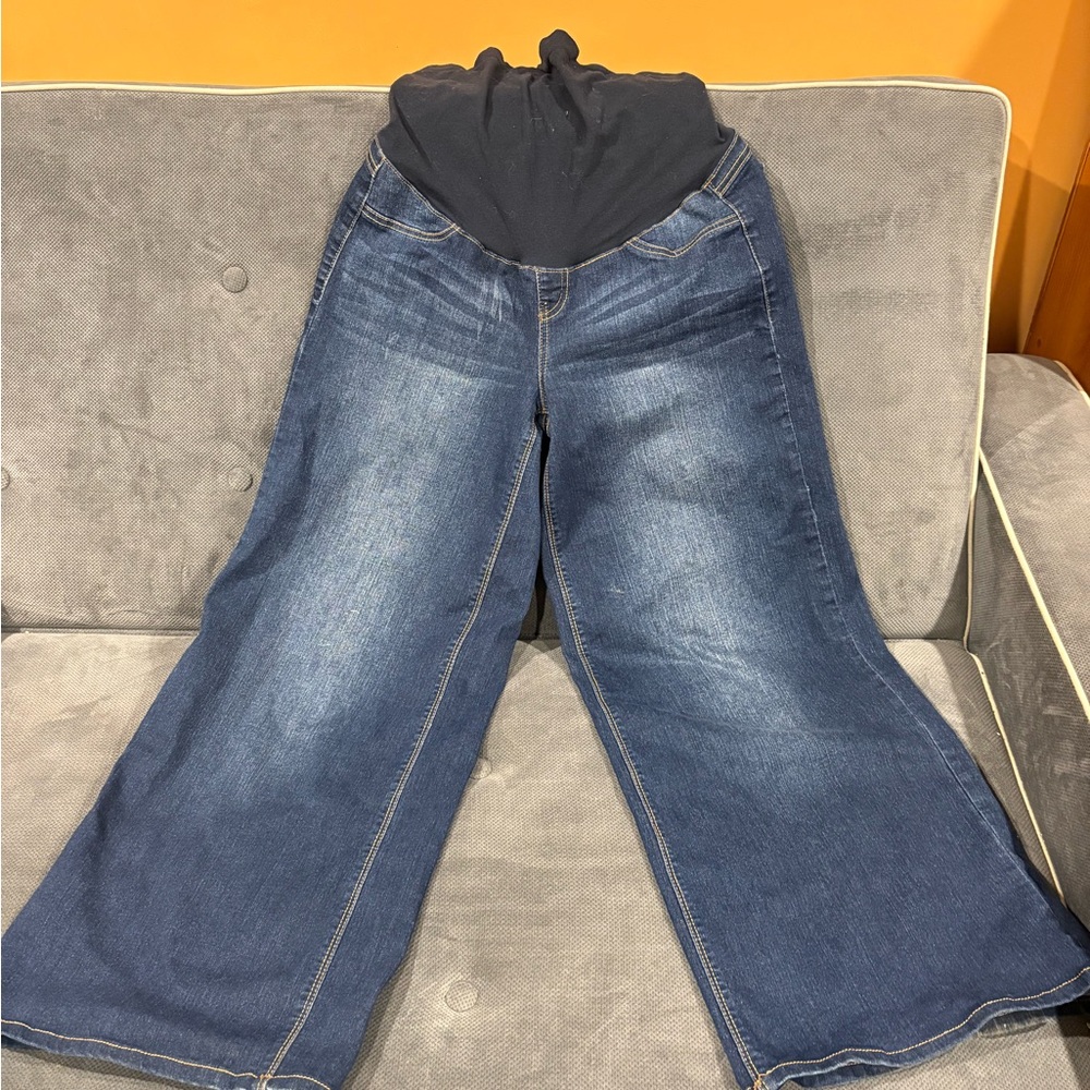 1822 Denim Dark Blue Flare Maternity Jeans
